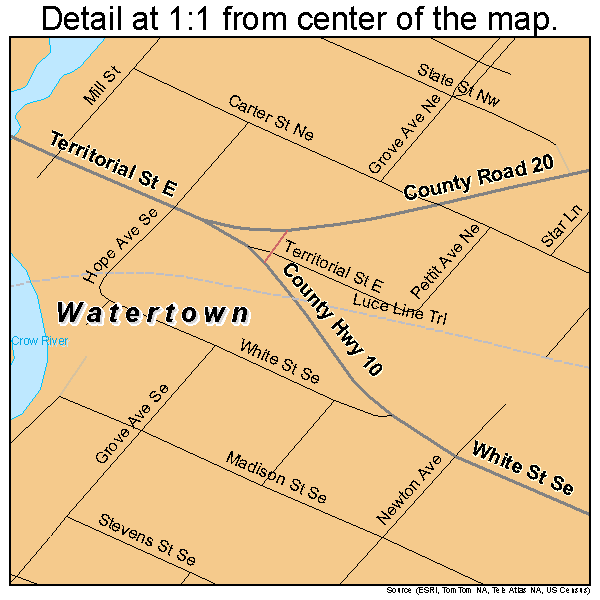 Watertown, Minnesota road map detail