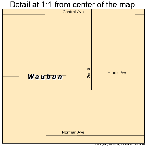 Waubun, Minnesota road map detail