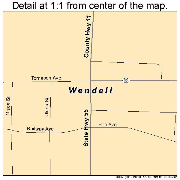 Wendell, Minnesota road map detail