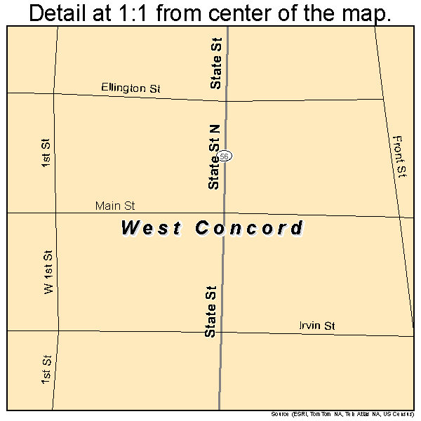 West Concord, Minnesota road map detail