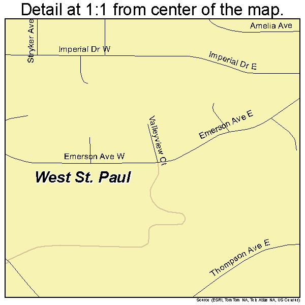 West St. Paul, Minnesota road map detail