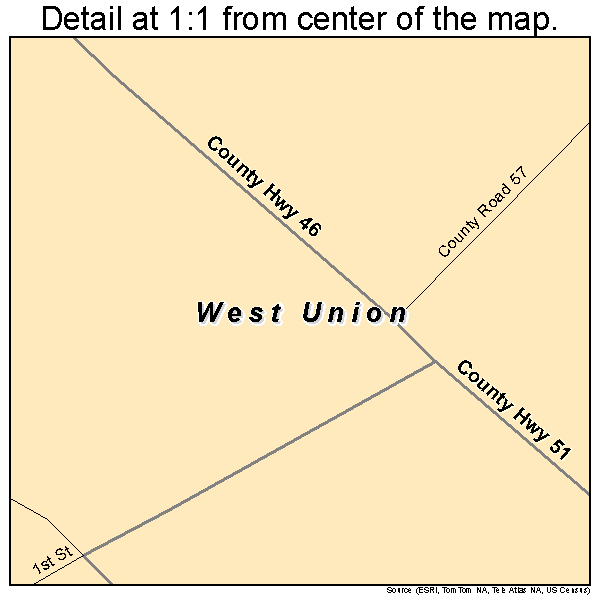 West Union, Minnesota road map detail