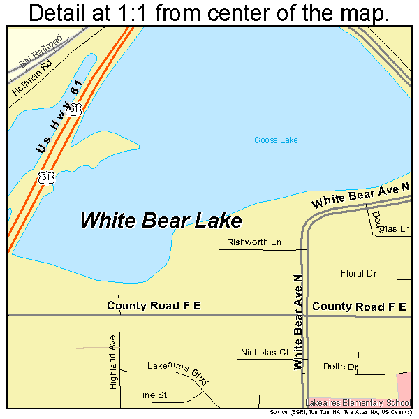 White Bear Lake, Minnesota road map detail