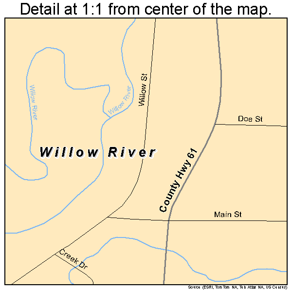 Willow River, Minnesota road map detail