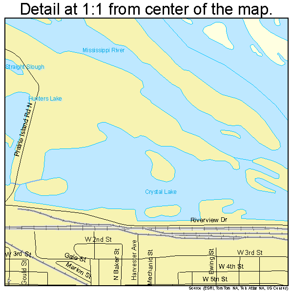 Winona, Minnesota road map detail