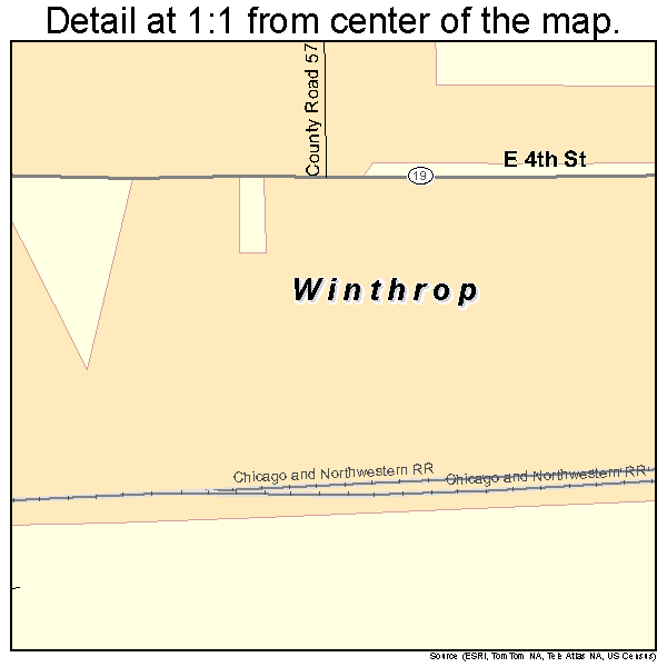 Winthrop, Minnesota road map detail