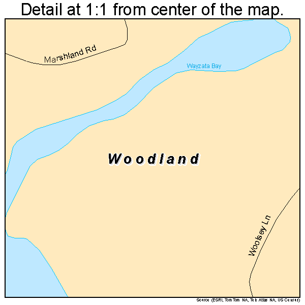 Woodland, Minnesota road map detail
