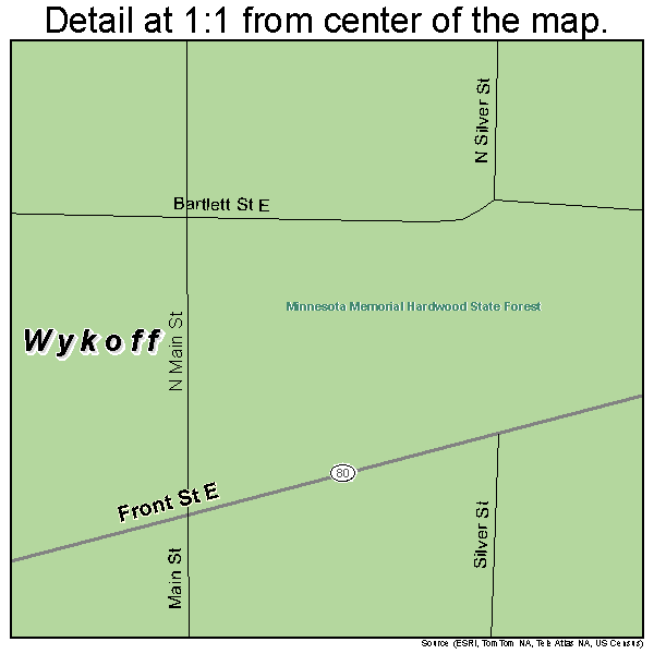 Wykoff, Minnesota road map detail