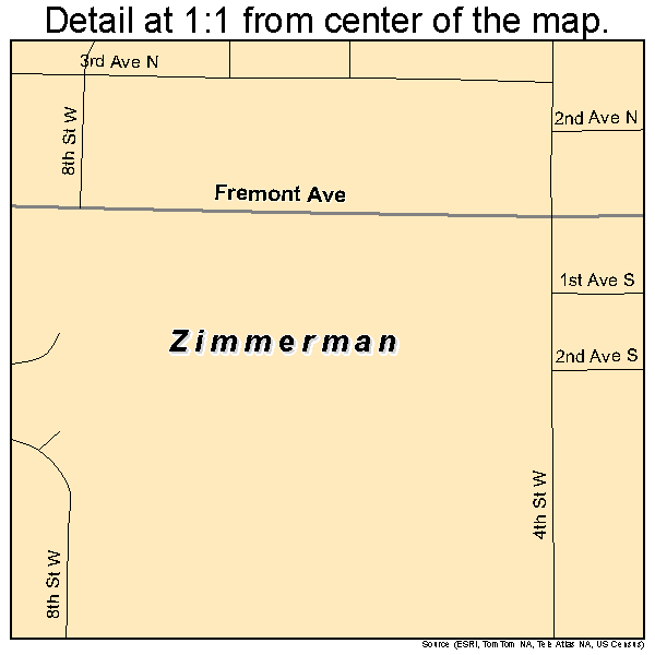 Zimmerman, Minnesota road map detail