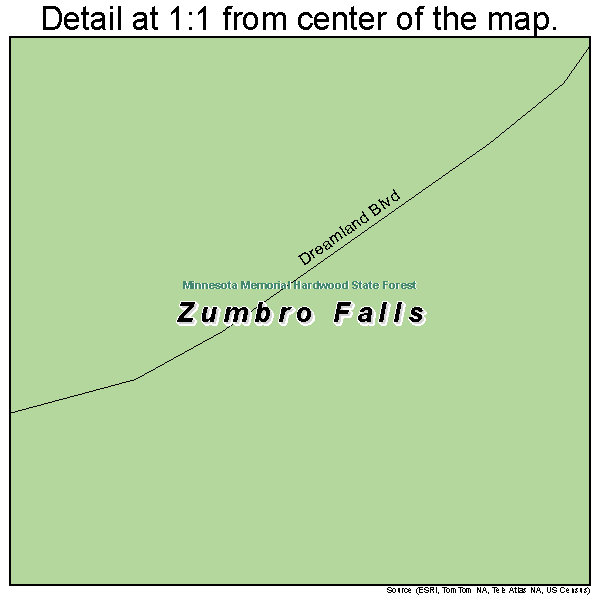 Zumbro Falls, Minnesota road map detail