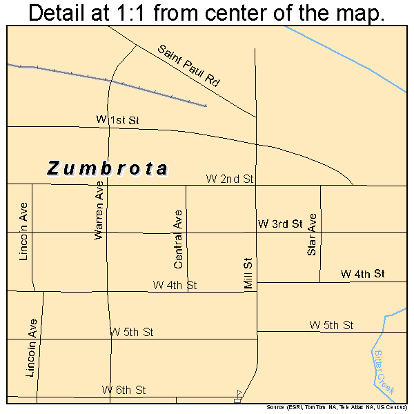 Zumbrota, Minnesota road map detail