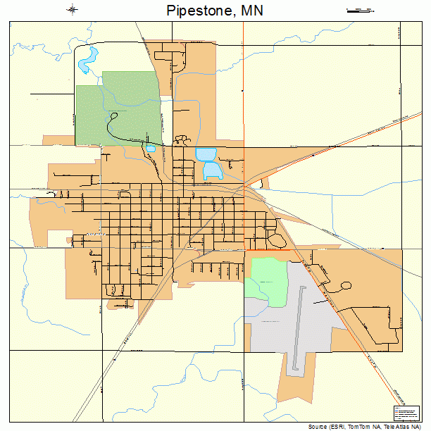 Pipestone, MN street map