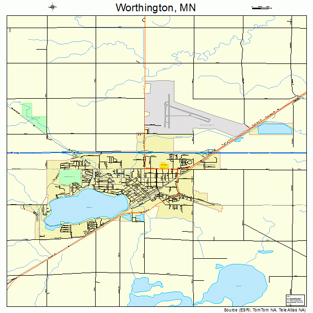 Worthington, MN street map