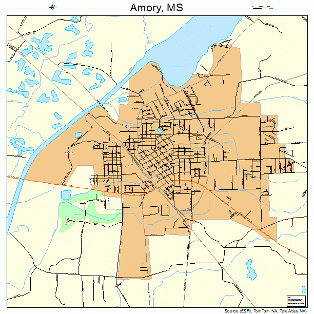 Amory, MS street map