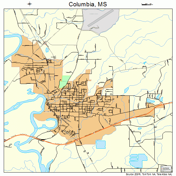 Columbia, MS street map