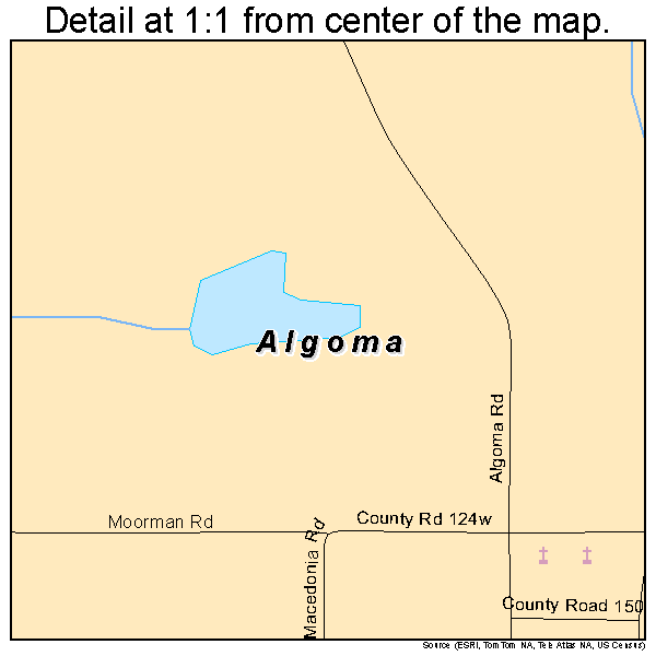 Algoma, Mississippi road map detail