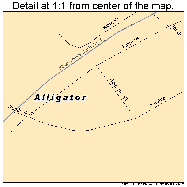 Alligator, Mississippi road map detail