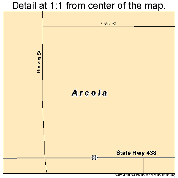 Arcola, Mississippi road map detail