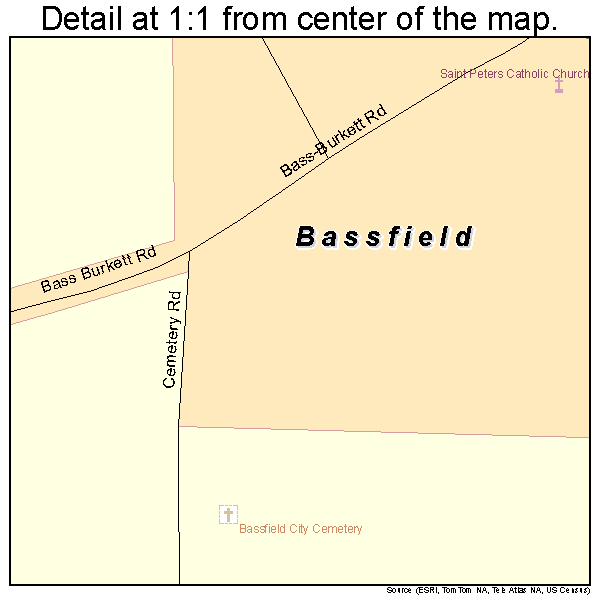 Bassfield, Mississippi road map detail