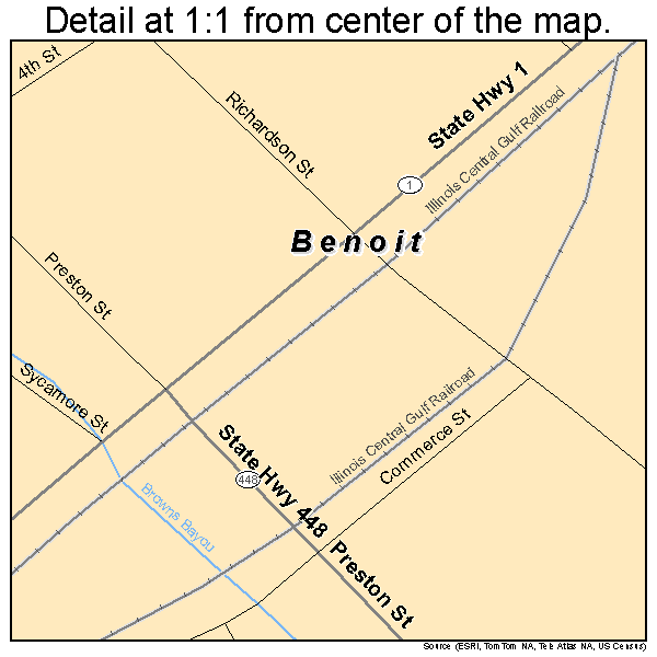 Benoit, Mississippi road map detail