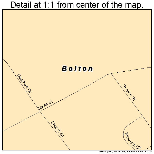 Bolton, Mississippi road map detail