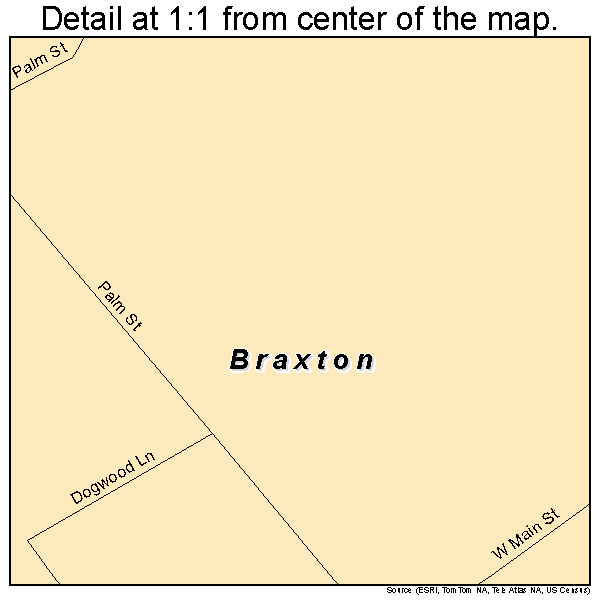 Braxton, Mississippi road map detail