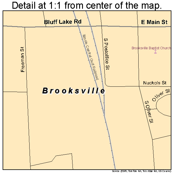 Brooksville, Mississippi road map detail