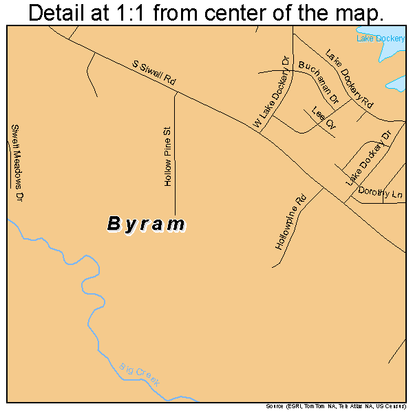 Byram, Mississippi road map detail