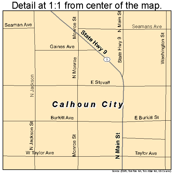 Calhoun City, Mississippi road map detail