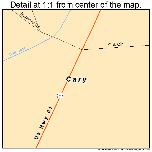 Cary, Mississippi road map detail