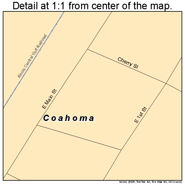 Coahoma, Mississippi road map detail