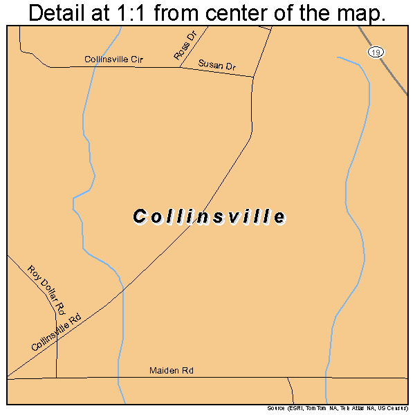 Collinsville, Mississippi road map detail