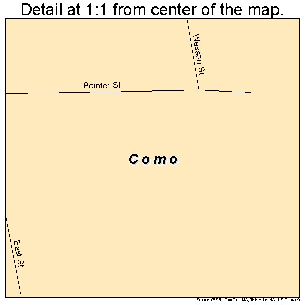 Como, Mississippi road map detail