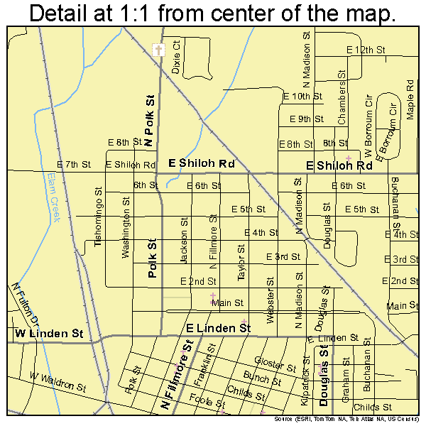 Corinth, Mississippi road map detail