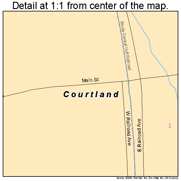 Courtland, Mississippi road map detail