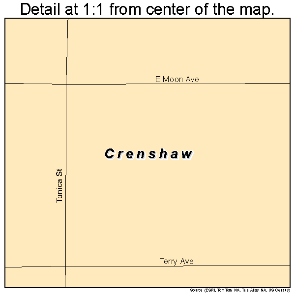 Crenshaw, Mississippi road map detail