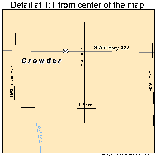 Crowder, Mississippi road map detail