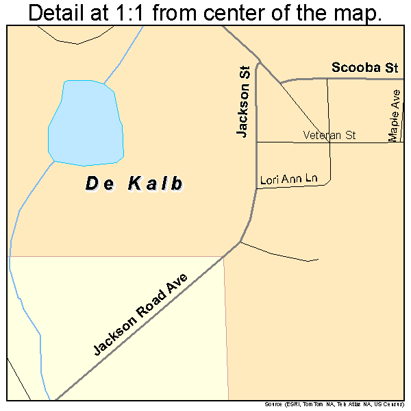 De Kalb, Mississippi road map detail