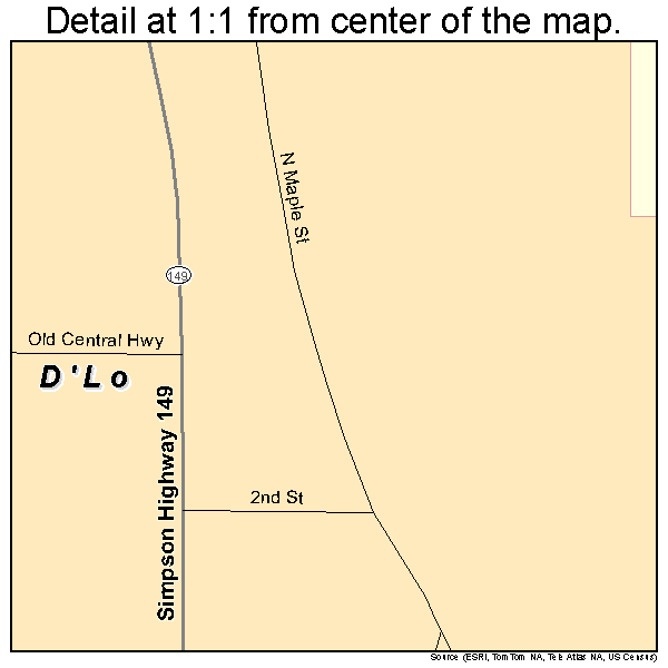 D'Lo, Mississippi road map detail