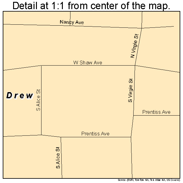 Drew, Mississippi road map detail