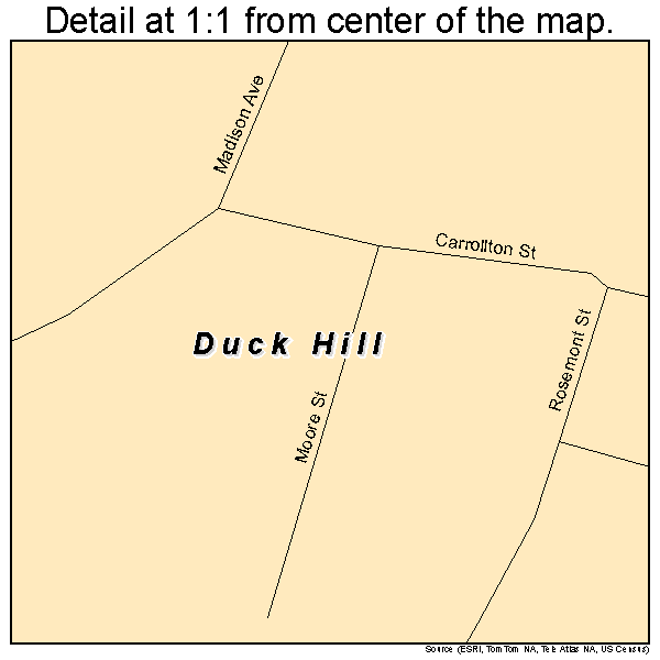 Duck Hill, Mississippi road map detail