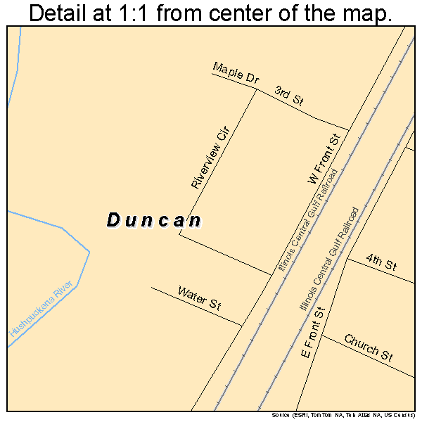 Duncan, Mississippi road map detail