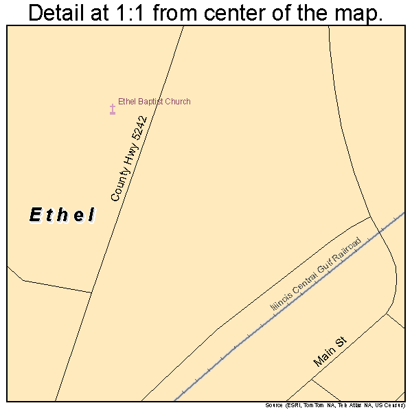 Ethel, Mississippi road map detail