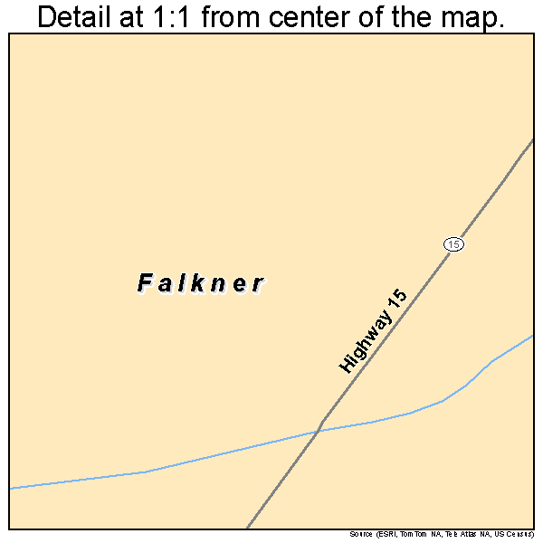 Falkner, Mississippi road map detail