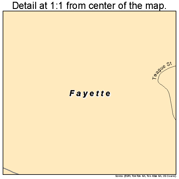 Fayette, Mississippi road map detail