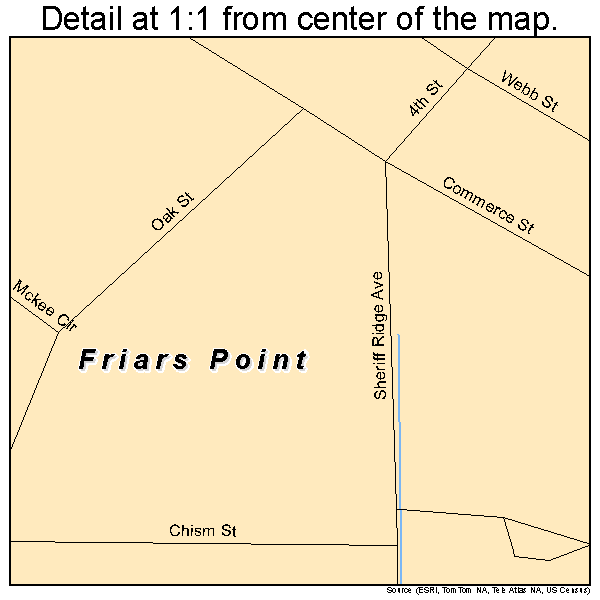 Friars Point, Mississippi road map detail