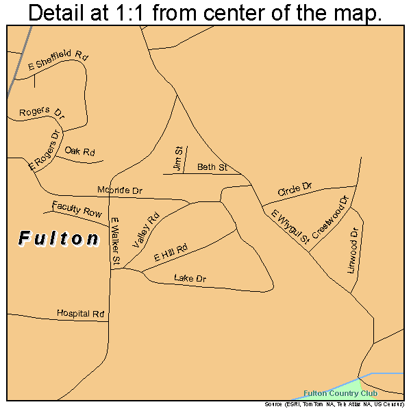 Fulton, Mississippi road map detail