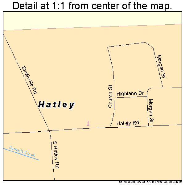 Hatley, Mississippi road map detail