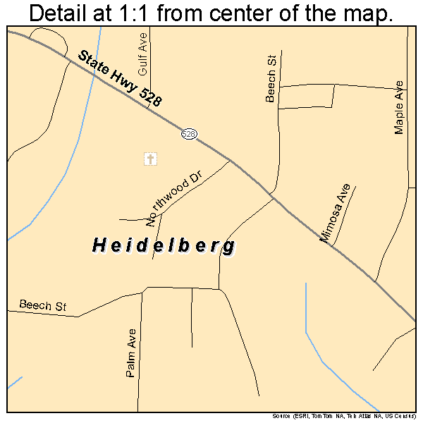 Heidelberg, Mississippi road map detail