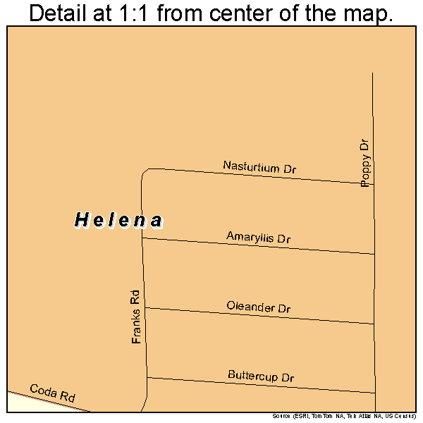 Helena, Mississippi road map detail